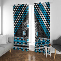 Personalised Aotearoa Niho Taniwha Motif Window Curtain Blue Style