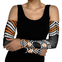 Personalised Aotearoa Niho Taniwha Motif Arm Sleeves Gold Style - Polynesian Pride
