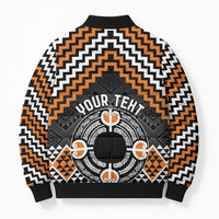 Personalised Aotearoa Niho Taniwha Motif Bomber Puffer Jacket Gold Style - Polynesian Pride
