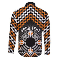 Personalised Aotearoa Niho Taniwha Motif Family Matching Puletasi and Hawaiian Shirt Gold Style