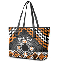 Personalised Aotearoa Niho Taniwha Motif Leather Tote Bag Gold Style