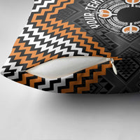 Personalised Aotearoa Niho Taniwha Motif Pillow Cover Gold Style - Polynesian Pride