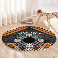 Personalised Aotearoa Niho Taniwha Motif Round Carpet Gold Style