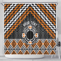 Personalised Aotearoa Niho Taniwha Motif Shower Curtain Gold Style