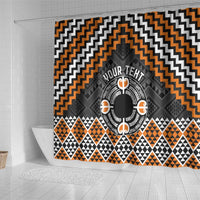 Personalised Aotearoa Niho Taniwha Motif Shower Curtain Gold Style
