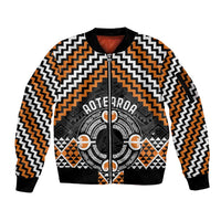 Personalised Aotearoa Niho Taniwha Motif Sleeve Zip Bomber Jacket Gold Style