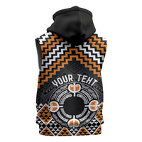 Personalised Aotearoa Niho Taniwha Motif Sleeveless Zip Hoodie Gold Style LT9 - Polynesian Pride