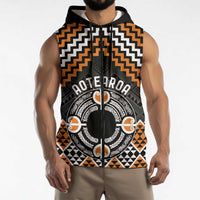 Personalised Aotearoa Niho Taniwha Motif Sleeveless Zip Hoodie Gold Style LT9 - Polynesian Pride