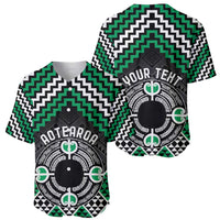 Personalised Aotearoa Niho Taniwha Motif Baseball Jersey Green Style