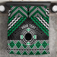 Personalised Aotearoa Niho Taniwha Motif Bedding Set Green Style LT9 Green - Polynesian Pride