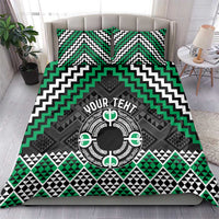 Personalised Aotearoa Niho Taniwha Motif Bedding Set Green Style LT9 - Polynesian Pride