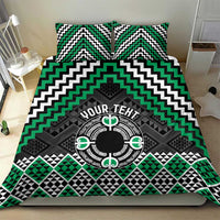 Personalised Aotearoa Niho Taniwha Motif Bedding Set Green Style LT9 - Polynesian Pride