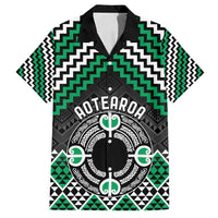Personalised Aotearoa Niho Taniwha Motif Family Matching Summer Maxi Dress and Hawaiian Shirt Green Style