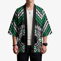 Personalised Aotearoa Niho Taniwha Motif Kimono Green Style - Polynesian Pride