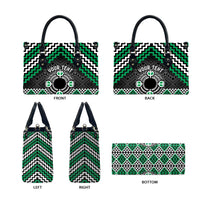Personalised Aotearoa Niho Taniwha Motif Leather Bag Green Style - Polynesian Pride