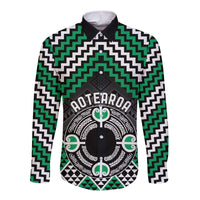 Personalised Aotearoa Niho Taniwha Motif Long Sleeve Button Shirt Green Style