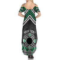 Personalised Aotearoa Niho Taniwha Motif Summer Maxi Dress Green Style