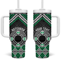 Personalised Aotearoa Niho Taniwha Motif Tumbler With Handle Green Style