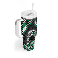 Personalised Aotearoa Niho Taniwha Motif Tumbler With Handle Green Style