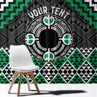 Personalised Aotearoa Niho Taniwha Motif Window Curtain Green Style