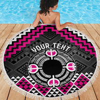 Personalised Aotearoa Niho Taniwha Motif Beach Blanket Pink Style