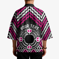 Personalised Aotearoa Niho Taniwha Motif Kimono Pink Style - Polynesian Pride
