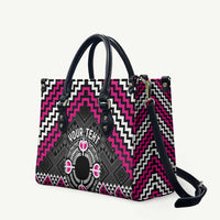 Personalised Aotearoa Niho Taniwha Motif Leather Bag Pink Style - Polynesian Pride