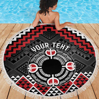 Personalised Aotearoa Niho Taniwha Motif Beach Blanket Red Style