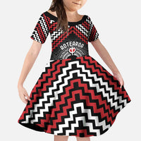 Personalised Aotearoa Niho Taniwha Motif Family Matching Mermaid Dress and Hawaiian Shirt Red Style
