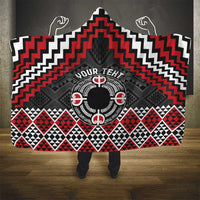 Personalised Aotearoa Niho Taniwha Motif Hooded Blanket Red Style