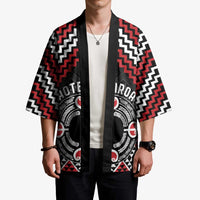 Personalised Aotearoa Niho Taniwha Motif Kimono Red Style - Polynesian Pride