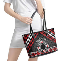 Personalised Aotearoa Niho Taniwha Motif Leather Tote Bag Red Style