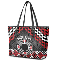 Personalised Aotearoa Niho Taniwha Motif Leather Tote Bag Red Style