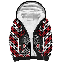 Personalised Aotearoa Niho Taniwha Motif Sherpa Hoodie Red Style