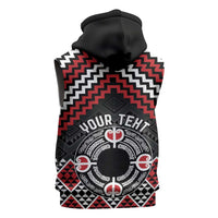 Personalised Aotearoa Niho Taniwha Motif Sleeveless Zip Hoodie Red Style - Polynesian Pride