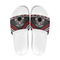 Personalised Aotearoa Niho Taniwha Motif Slide Sandals Red Style - Polynesian Pride