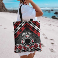 Personalised Aotearoa Niho Taniwha Motif Tote Bag Red Style - Polynesian Pride