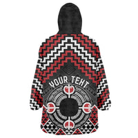 Personalised Aotearoa Niho Taniwha Motif Wearable Blanket Hoodie Red Style
