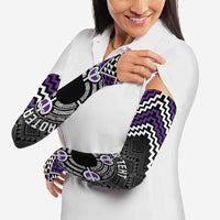 Personalised Aotearoa Niho Taniwha Motif Arm Sleeves Violet Style - Polynesian Pride