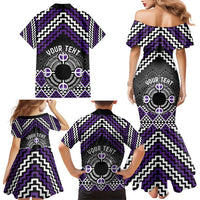 Personalised Aotearoa Niho Taniwha Motif Family Matching Mermaid Dress and Hawaiian Shirt Violet Style