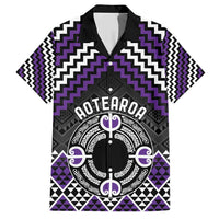 Personalised Aotearoa Niho Taniwha Motif Hawaiian Shirt Violet Style