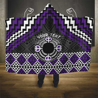 Personalised Aotearoa Niho Taniwha Motif Hooded Blanket Violet Style
