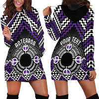 Personalised Aotearoa Niho Taniwha Motif Hoodie Dress Violet Style