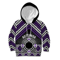 Personalised Aotearoa Niho Taniwha Motif Kid Hoodie Violet Style