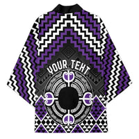Personalised Aotearoa Niho Taniwha Motif Kimono Violet Style - Polynesian Pride