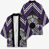 Personalised Aotearoa Niho Taniwha Motif Kimono Violet Style - Polynesian Pride