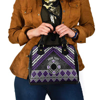 Personalised Aotearoa Niho Taniwha Motif Shoulder Handbag Violet Style
