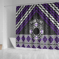 Personalised Aotearoa Niho Taniwha Motif Shower Curtain Violet Style