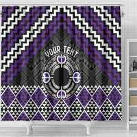 Personalised Aotearoa Niho Taniwha Motif Shower Curtain Violet Style