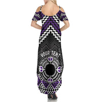 Personalised Aotearoa Niho Taniwha Motif Summer Maxi Dress Violet Style